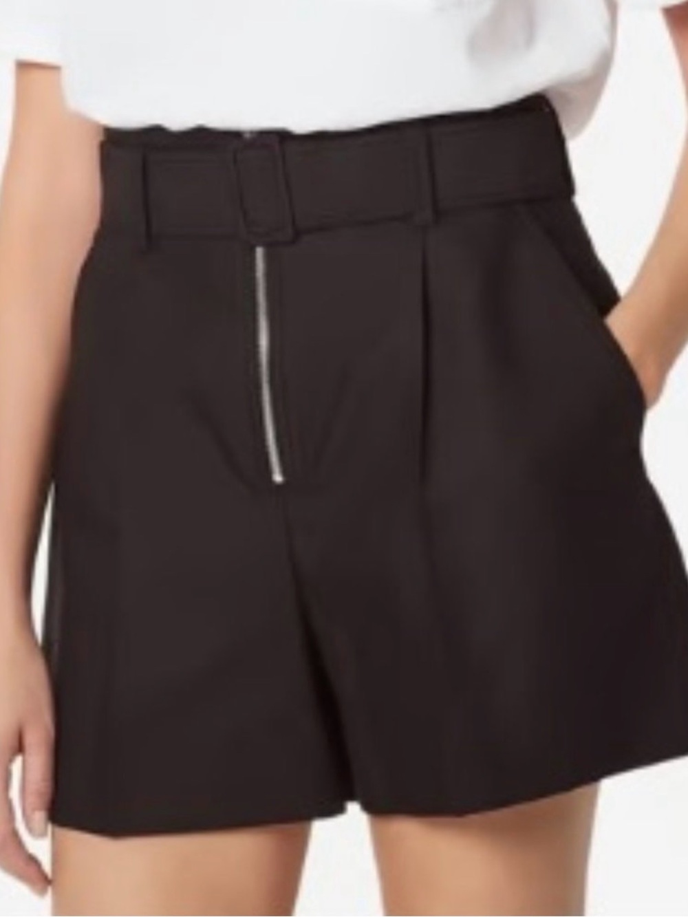 Sandro Gesse High Waisted Cotton Black Shorts Size FR 36